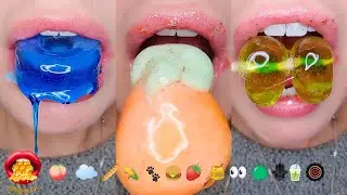 ASMR Satisfying Eating CRUNCHY EMOJI FOOD CHALLLENGE 먹방