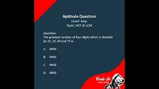 Aptitude Preparation || HCF & LCM