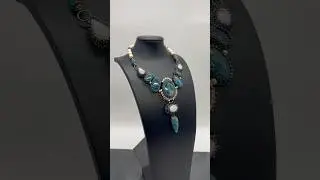 Колье с АПАТИТОМ, ЛУННЫМ КАМНЕМ и ЖЕМЧУГОМ #шайдова #jewelry #авторскиеукрашения #кольесвоимируками