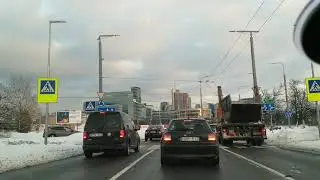 Driving in Vilnius, Lithuania on 28th of January, 2021