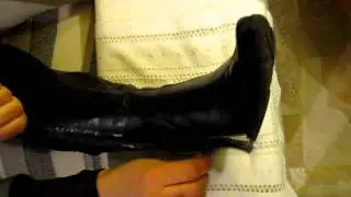 Black Leather Boots & stinky Nylon Feet:):):)