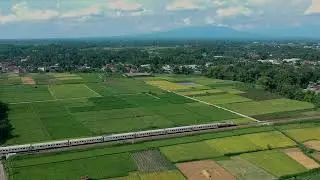 Pemandangan Alam Jalur Kereta Api Kec Sanankulon - Blitar Drone Aeriel Footage