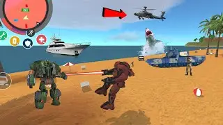 Rope Hero: Vice Town (Transformer Ball Fight Car Robot on Sea Beach)Laser Beam - Android Gameplay HD