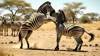 Zebra stallions fighting for mating rights. 
