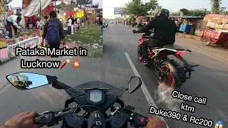 Close call of Ktm Duke390 & Rc200 😱 | Pataka/Fireworks Market in Lucknow 🧨 | Happy Diwali 2021 ❤