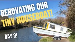 Renovating our TINY HOUSEBOAT - Day 3 - DIY Wilderness Beaver project!
