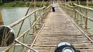 Driving Royal Enfield in Dangerous Bamboo Bridge