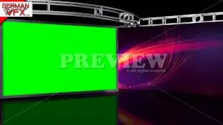 HD Virtual Studio Background with green screen Wall - royalty free