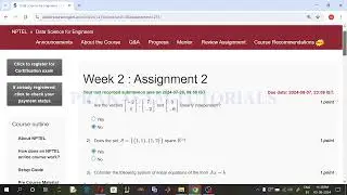 NPTEL#Data Science for Engineers#Quiz Week 0#Week1 Non Graded#Week 1#Week 2 Assignment#July 2024
