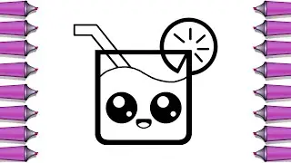 How to draw a cute drink step by step