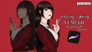 Coloring + Shading Yumeko (anime) | procreate tutorial ✨ + 100 subs special