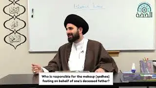 Who is responsible for the makeup (qadhaa) fasting on behalf of one's deceased father?
