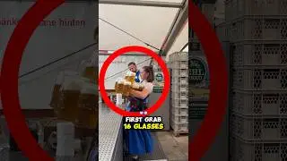 Waitress Carries 16 Glasses 🤯