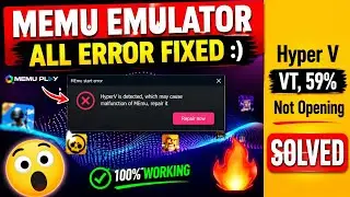 How To Solve Memu Emulator Hyper V | VT | Not Opening Error | Memu All Error Solved :)