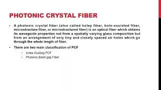 Photonic Crystal Fiber