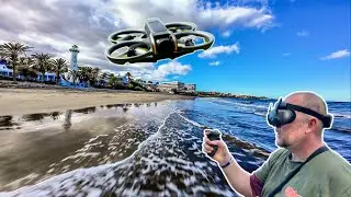 DJI Avata 2 Motion Controller 3 flying low to the waves 🌊 Gran Canaria Beach Dive