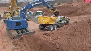 Excavators at RC Construction World in Germany - Fumotec, THS, RST Model, CumHurTec hard at work !