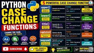 Python Case Change Functions | upper(), lower(), title(), capitalize(), swapcase() Tutorial