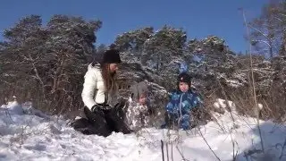 Зимняя прогулка с женой Юлей и детьми