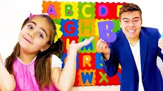 Nastya Mia ve Artem'den neşeli İngiliz alfabesi, renkleri ve yaratıcılığı