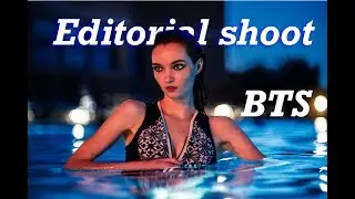 BTS photography. Fashion editorial shoot in the pool backstage
