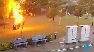 A group of people are struck by lightning in Gurgaon, in India