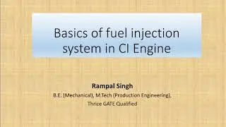 Basics of fuel injection system used in CI Engine