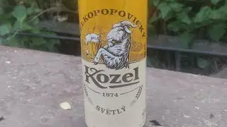 Пиво Козел светлое, осенний забухон на кладбище