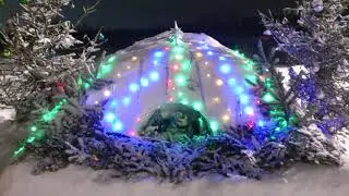 Вертеп из снега и тропарь на Рождество Христово в селе Тайнинском (Мытищи)