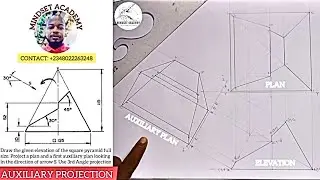 FIRST AUXILIARY PLAN: Truncated Square Pyramid In Auxiliary Projection.