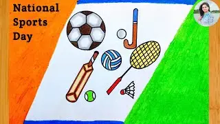 National Sports Day Drawing | National Sports Day Poster Drawing | Sports Day Drawing Easy Steps
