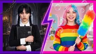GUTE VS SCHLECHTE NANNY || Wednesday Addams vs Enid! Cleverer Guide für Babysitter von 123 GO!