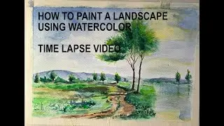 How to paint a landscape using water color. Time lapse video
