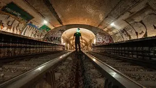 MAD PARADE IN PARIS SUBWAY TUNNEL. ESCAPE FROM SECURITY.