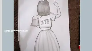 BTS Girl Drawing / Easy girl sketch for beginners