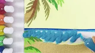 Beautiful coastline painted with sand and paper boats
