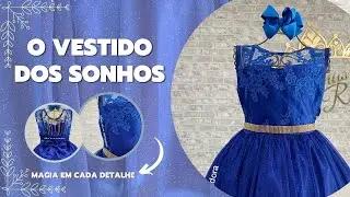 Vestido de festa infantil Azul Royal perfeito para festa de aniversário, daminhas e ensaios.