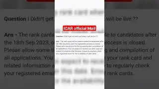 ICAR Rank Card 2023 update🤩 ICAR Official Mail🥳🤩#latest #viral #rankcard #icarcounselling2023 #short