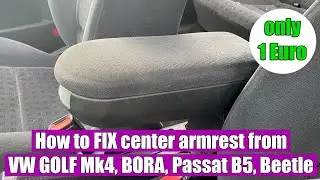 How to fix center console armrest Lid Latch Lock Button - VW Golf Mk4, Jetta, Bora with only 1 euro!