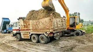 Crazy Excavator Driver Fully Over Load Poor Truck Dumpster.