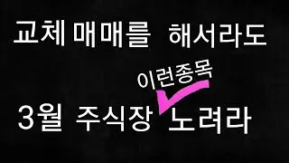 3월은 이런종목 노려야 큰돈 번다(교체매매를 해서라도 3월 주식시장 이런종목 노려라)야손TV