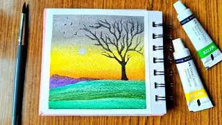 Evening Scenery Watercolor Painting #learning #tutorial #painting | Artistcastle by Sri