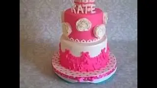Frilly First Birthday Cake  by Cakes ROCK!!!
