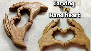 Learning how to carve hand heart | Tutorial tiny wood carving 🫶❤️