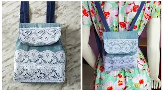 Mochila con retazos de Jeans reciclados #Tutorial de Confección