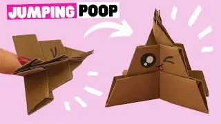 How to make origami POOP emoji jumping toy, 3d paper poop emoji