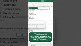 Extract initial from full name in MS Excel #excelformula