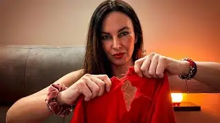 ASMR Ripping My Red Dress 👗 (Extreme Fabric Sounds, No Talking) close up