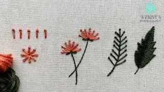 Mũi Sa Hạt có đuôi & ứng dụng hoa lá - Tailed French Knot in flowers & leaves