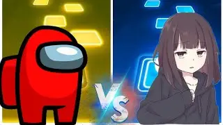 Among Us Vs Amine girl(How you like that)!!! Tiles hop EDM RUSH